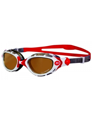 Zoggs Predator Flex Polarized Lens Goggles - White/Red